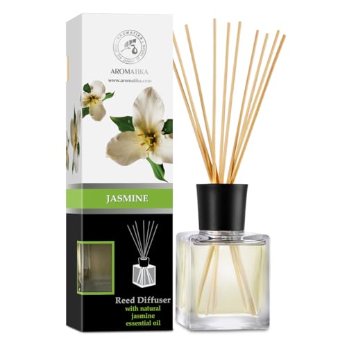 Difusor de Jazmín 200 ml - Fragancias de Ambiente Intensas y Duraderas - Difusores Aromáticos para Hogar - Aroma Floral - Ambientador - Difusor Perfumado - Aromaterapia - Reed Diffuser