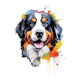 GRAZDesign Sticker mural chien Bouvier bernois coloré cool pour chambre d'adolescent, chambre d'enfant, salon - 80 x 57 cm