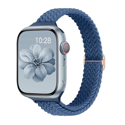Image of Slim Braided Bands for Apple Watch Band 40mm 41mm 42mm 38mm 46mm 44mm 45mm 49mm Women,Stretchy Solo Loop Nylon Elastic Thin Narrow Skinny Strap for iWatch Ultra 3 SE 3 Series 11 10 9 8 7 6 5 4 3 2 1