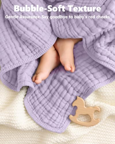 Image of Baby Bath Towels, 100% Muslin Cotton Hooded Baby Towels for Newborn, 2 Pack Baby Towels with Hood for Infant Toddler and Kids, Large 32x32Inch Bath Essentials, Soft and Absorbent