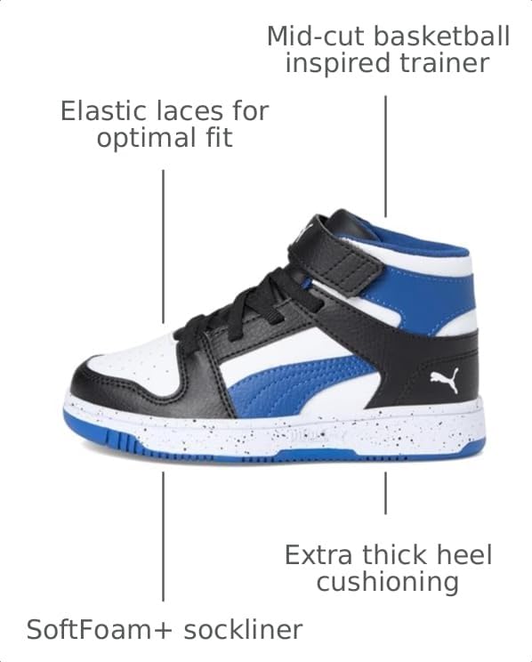 Image of PUMA Kids' Rebound Layup Mid Hook and Loop Sneakers