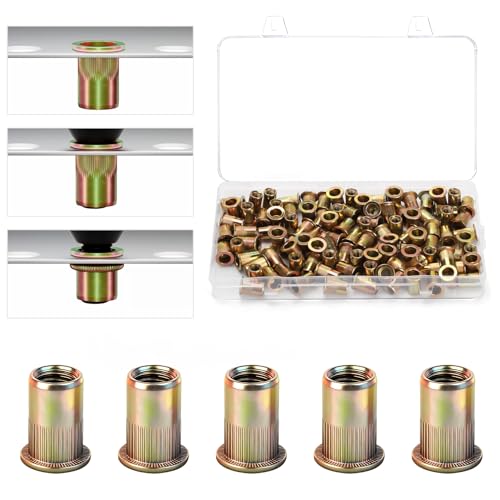 Tuercas Remachables, Juegos De Remaches Roscados Galvanizados, Tuercas Ciegas De Cabeza Plana Con Rosca Interior, Adecuadas Para Placas Delgadas, Chapas, Tuberías, Electrodomésticos, Etc. 105, M6