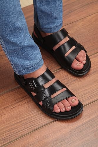 Image of ID Men's Leather Comfort-Fit Velcro Smart Casual Sandals