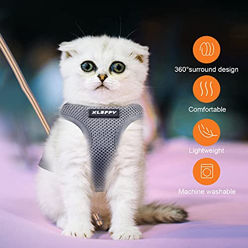 Cat Harness and Leash Set, Soft Dog Vest Harness No Pull, Kitten Harness with Reflective Strap, Escape Proof Puppy Harness for Small Dogs, Rabbit, Durable D-Ring(S, M,L, XL)