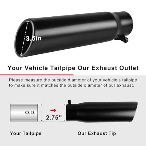 Image of 2.75 Inch Exhaust Tip, 2.75 inch Inlet 3.5 inch Outlet 12 inch Overall Length
