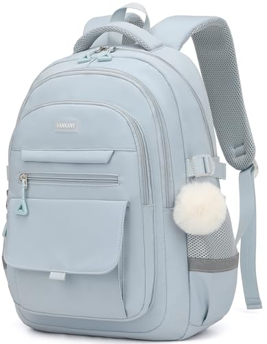 Image of School Backpack for Teen Girls, Large Capacity Laptop Bag for High School Middle School Elementary, Aesthetic Bookbag College Women, Blue