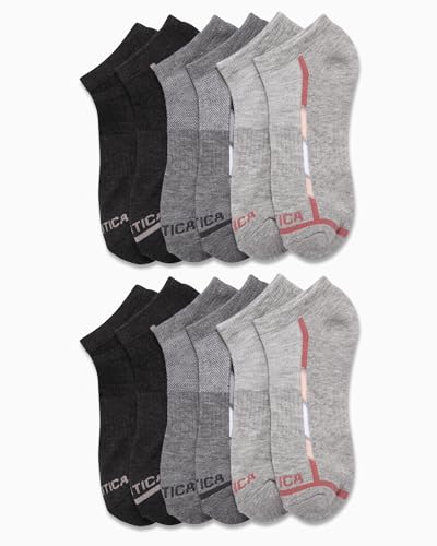 Image of Nautica Womens No Show Socks Moisture Wicking Low Cut Ankle Socks 12 Pack | Dri-Motion Fabric, Cushioned Key Areas, Banded Arch Support, No Show Low Cut, Shoe Size 4-10