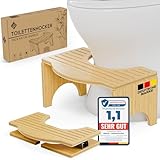 Klappbarer Toilettenhocker aus Bambus - Rutschfester WC Hocker für Erwachsene - Ergonomischer Klohocker für Badezimmer - Unterstützt eine natürliche Hockhaltung und fördert eine entspannte Darmhaltung