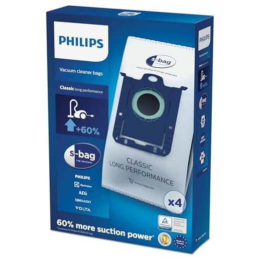 Philips Dammsugarpåsar S-påse FC8021/03 - Längre livslängd än vanliga papperspåsar - Standard som passar alla - 4 x dammpåsar - Hög filtreringskapacitet - Hygieniskt stängningssystem
