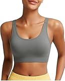 Aseniza Brassière de Sport Femme Dos Croisé Soutien Gorge Sport Maintien Élevé avec Bretelles Réglables Larges sans Armature Confortable Respirant pour Yoga Fitness Running Gris L