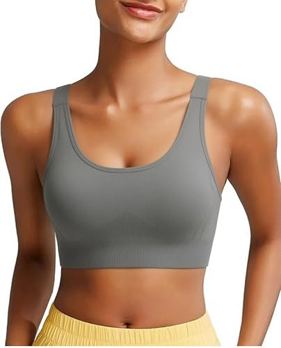Aseniza Sports Bras for Women High Supportive Bras Racerback Removable Padded for Woman Gym Crop Top(Grey-M)