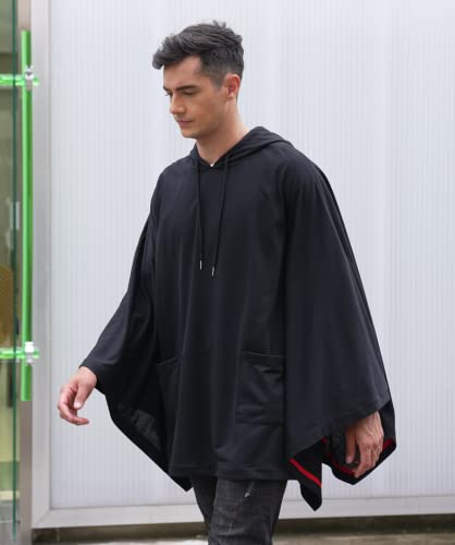 COOFANDY Unisex Casual Hooded Poncho Cape Cloak Fashion Coat Hoodie Pullover with Pocket4