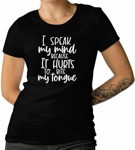I Speak My Mind Men's Ladies T-Shirt Funny Sarcastic Slogan T-Shirt 100% Cotton Crew Neck Unisex Short Sleeve T-Shirt L