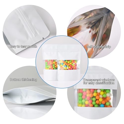Image of The Ultimate Solution for Food Storage - Foil Pouch Stand-Up Bags with Self-Sealing Technology Matt White Polyester (50 GM, 20, count)