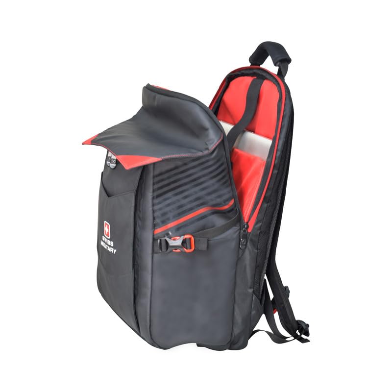 Image of SWISS MILITARY Dazzler 15.6 Inch Laptop Backpack with Unique Canopy Design, Quick Access Pockets, 26L Capacity, Durable EVA Moonlift Back Support, Organizer Compartment, Ventilated Mesh