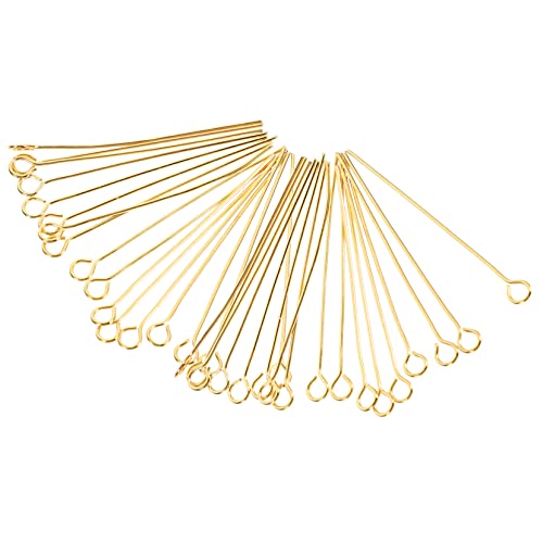 VILLCASE Stainless Steel Gold Plated Eye Pins 100pcs Jewelry Making Pins for DIY Earrings
