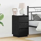 VIHHQGC Moderner Nachttisch Schwarz Eichen-Optik 39 x 34,5 x 65 cm Holzwerkstoff mit USB Ladeanschluss und integrierten LED-Lichtern für das Schlafzimmer