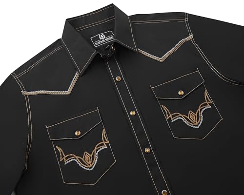 SALVAJE OESTE Men's Embroidered Western Cowboy Slim Fit Shirt with Pockets and Snap Button2