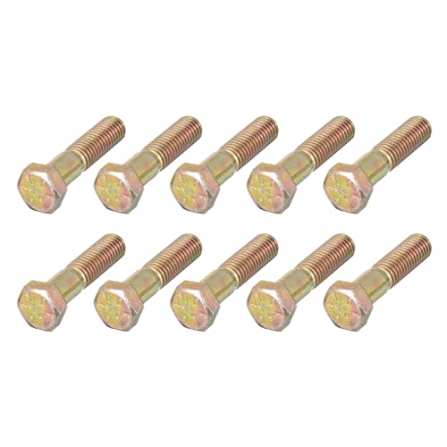 Image of METALLIXITY Hex Bolts (1 /2-13x2 inch) 10Pcs, Carbon Steel Zinc Plated Partial Threaded, Coarse Thread UNC Hex Head Screw Bolt - for Furniture Repair, Yellow