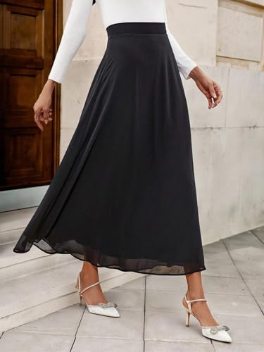 Elegant Plain A-Line High Waist Flowy Skirt 2025 Fashion Skirts for Women3