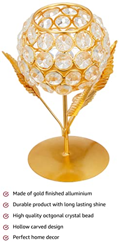 Image of Amazon Brand - Solimo Gold Plated Crystal Candle Holder - Decorative Tea Light Stand Votive for Home decor (Set of 2)