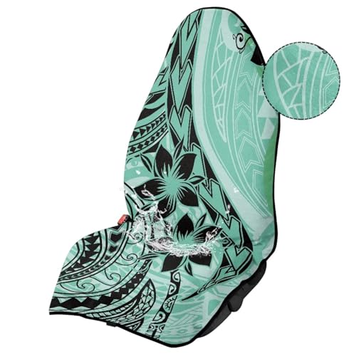 Image of Car Seat Towel Cover Waterproof & Non-Slip Green Polynesian Tattoo Automotive Vehicles Seat Cover Protectors Fashion Auto Interior Fit Most Car, Truck, SUV, or Van