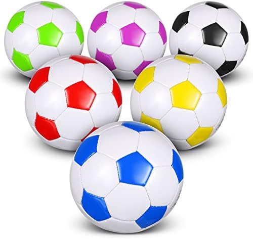 Deekin 6 Pcs Soccer Ball with Pump Official Size 3 Size 4 Size 5 Size Outside Sport Soccer Ball Machine Stitched Ball for Game Training Practice (Colorful, Size 5)