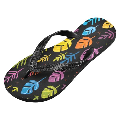 Color Leaves Summer Beach Summer Casual Flip Flop Sandals Non-Slip Quick Dry for Women Men 214B3224