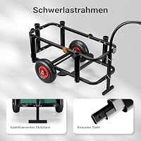 Wiltec Angelwagen mit Tasche, Angel Trolley bis 50 kg, Transportkarre mit 60 l Volumen, Bollerwagen mit Luftreifen, Transportwagen aus Stahl, auch als Lastenanhänger fürs Fahrrad – Ansicht 6