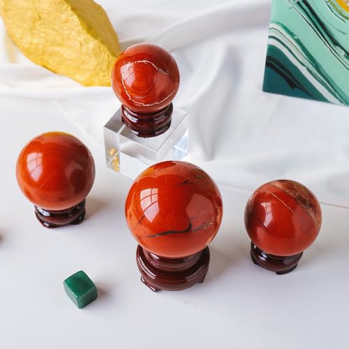 Esfera de cuarzo rojo con base para estantes sin estabilidad 3