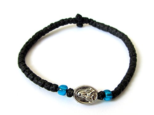 Iconsgr Handmade Christian Orthodox Komboskoini, Prayer Rope Bracelet Black VM13