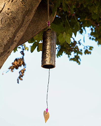 Mie Creations Wind Chimes For Outside Deep Tone | Antique Vintage Christmas Hanging Iron Bells With Heart, Memorial Wind Chimes, Decorative Gold Holidays Chime Bells Sympathy Gifts- Rustic Golden 8'' #TOP1