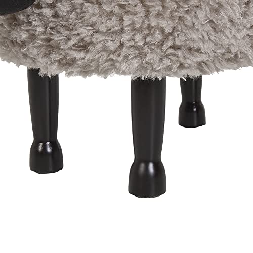 Beliani Bezaubernder Hocker für Kinder in Schaf-Form grau Felloptik mit Stauraum Sheep