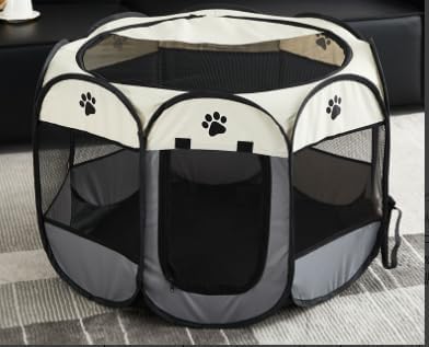 Recinto per Cani da Interno, Gabbia per Cani, Impermeabile Rete Traspirante, con Cerniera e Tasca Laterale, Tenda da Campeggio in Tessuto per Cuccioli, Gatti, Conigli, 73x73x43 cm
