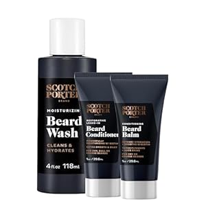 Scotch Porter Beard Blueprint Starter Kit – Wash 4 oz, Conditioner 1 oz & Conditioning Balm 1 oz– Cleanse, Moisturize, Hydrate & Style Coarse, Dry Facial Hair for a Fuller, Healthier-Looking Beard