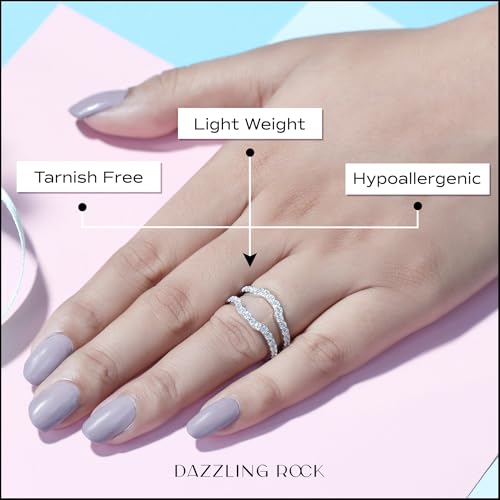 Dazzlingrock Collection 1.00 Cttw Round Cubic Zirconia Wedding Enhancer Ring for Women in 925 Sterling Silver2