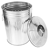 Poubelle décorative de cuisine - fabriquée à partir de matériau métallique, garantissant durabilité et résistance à la corrosion, livrée avec un couvercle pouvant sceller les odeurs, poubelle extérieure