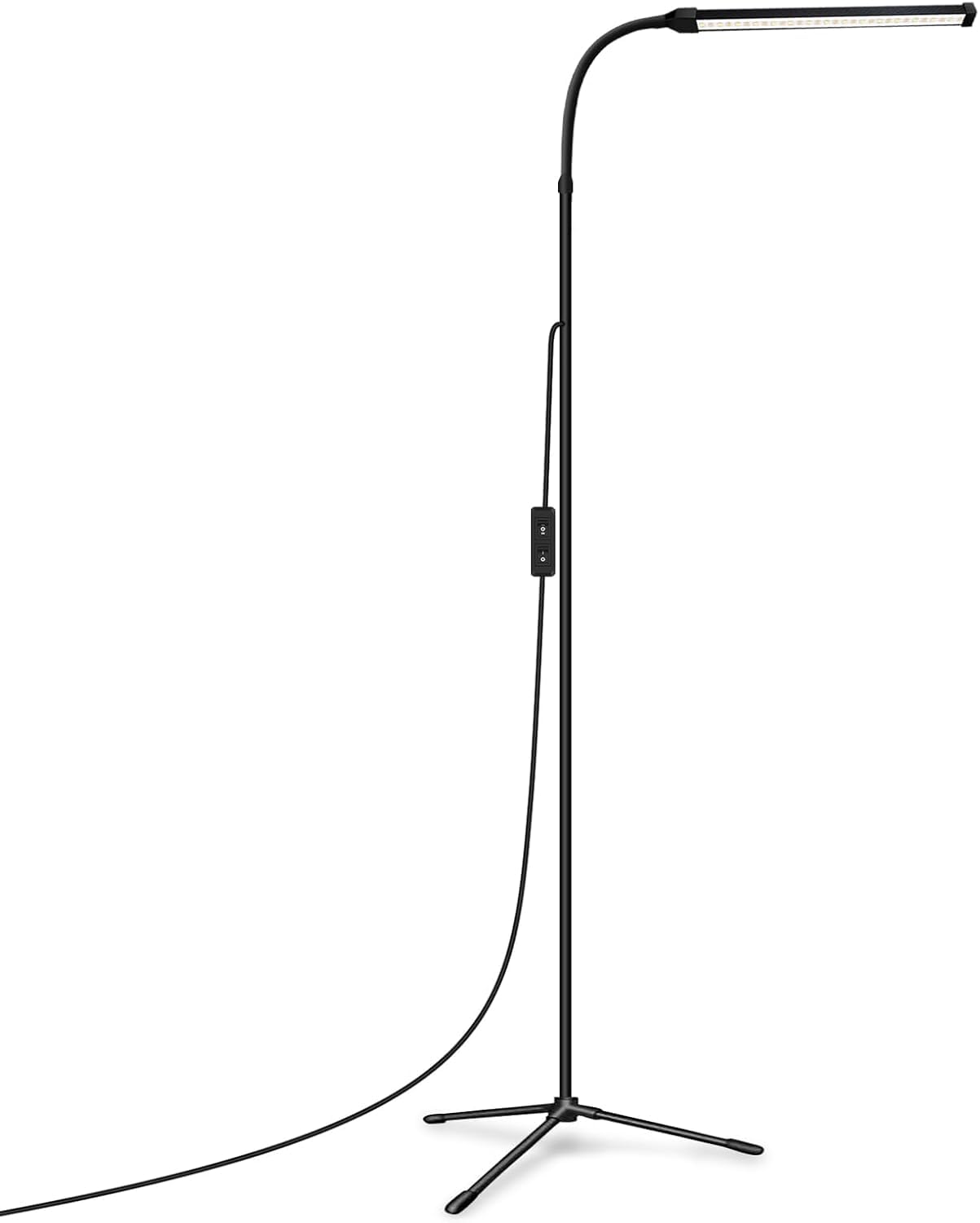 JCOTTON Beauty Lamp for Eyelash Extensions, Makeup & Tattoo, Portable LED Lash Light with Adjustable Gooseneck Floor lamp, 2 Color Dimmable, Tripod Base, No Shadow Task Light