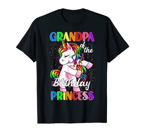 Nonno del compleanno Principessa Ragazza Filo Interdentale Tema Unicorno Maglietta