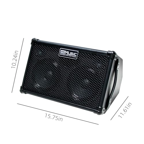 Image of Coolmusic BP40D Powered Acoustic Guitar Amplifier- Portable Bluetooth Speaker 80W W /Battery with Reverb Chorus Delay Effect, 6 Inputs,3 Band EQ, Black