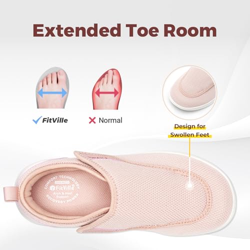 Image of FitVille Diabetic Shoes for Women Extra Wide Walking Shoes Slip-On Orthopedic Shoes with Adjustable Strap for Swollen Feet Neuropathy - EasyTop Wings V2