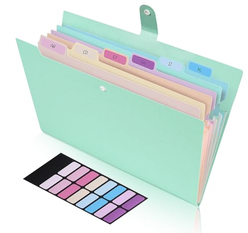 Agoer Accordion File Organizer with 7 Pockets,Eco-Friendly Wheat Straw Expanding File Folder,A4/Letter Size Portable Document Folder with Labels and Snap Closure for School Office College Supplies