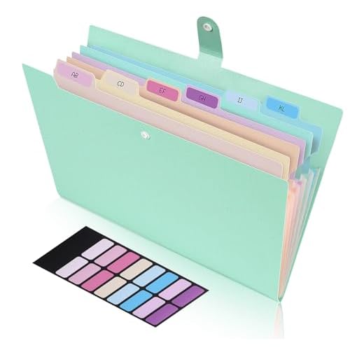 Accordion File Organizer with 7 Pockets,Eco-Friendly Wheat Straw Expanding File Folder,A4/Letter Size Portable Document Folder with Labels and Snap Closure for School Office College Supplies