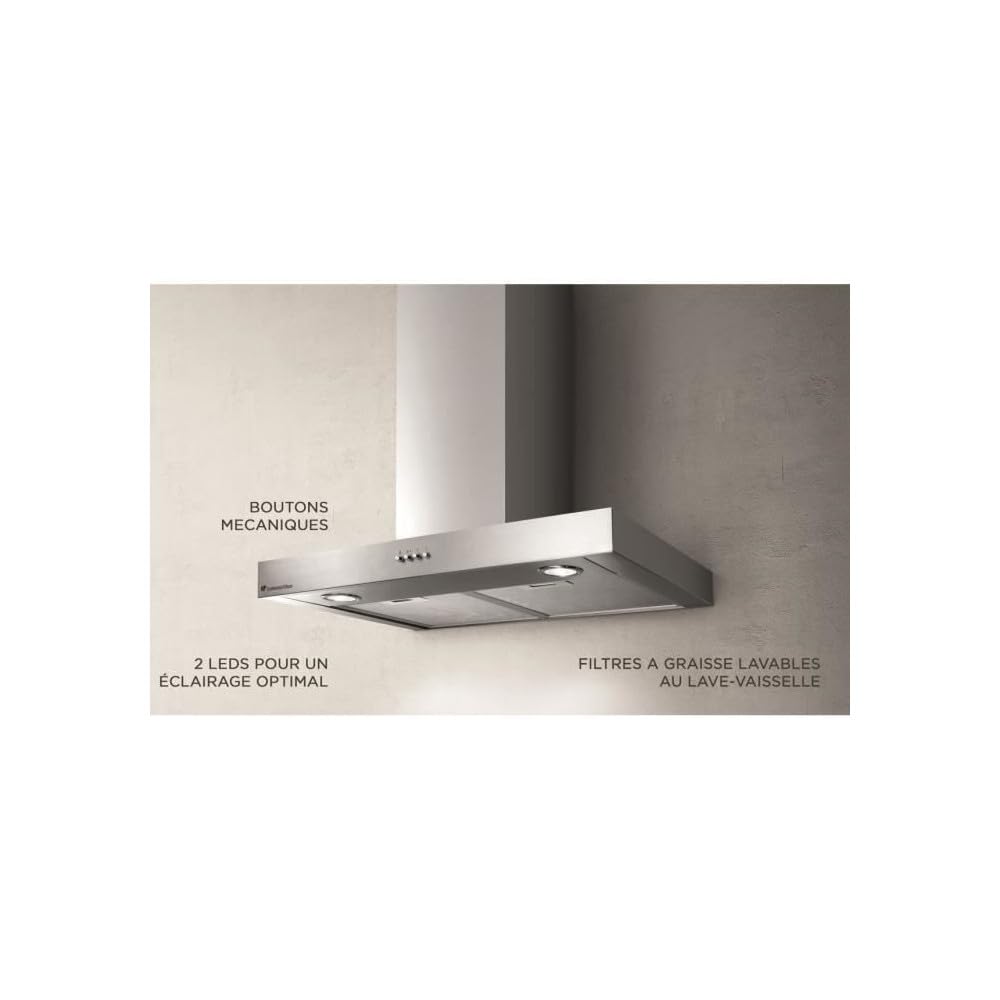 Campana decorativa de acero inoxidable CONTINENTAL EDISON CEHD6058S - 60 cm