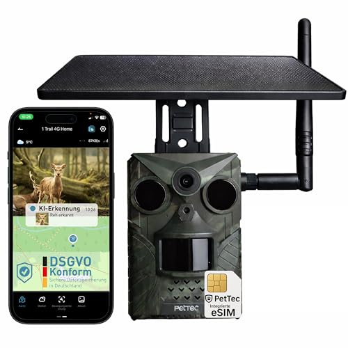 PetTec - PetCam Trail 4G Wildtierkamera mit Solar Panel und mit...