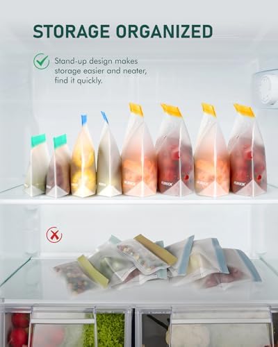 IDEATECH Reusable Gallon Freezer Bags Dishwasher Safe, Leakproof Reusable Gallon Bags Stand Up, Extra Large & BPA Plastic Free Food Storage Containers for Meats, Veggies(6 Pack) - Thumbnail 3