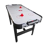 Relaxdays Airhockey Tisch, Kinder, HBT: 73x120x61 cm, inkl. 2 Pucks & 2 Pusher, Hockeytisch mit Gebläse, schwarz/weiß