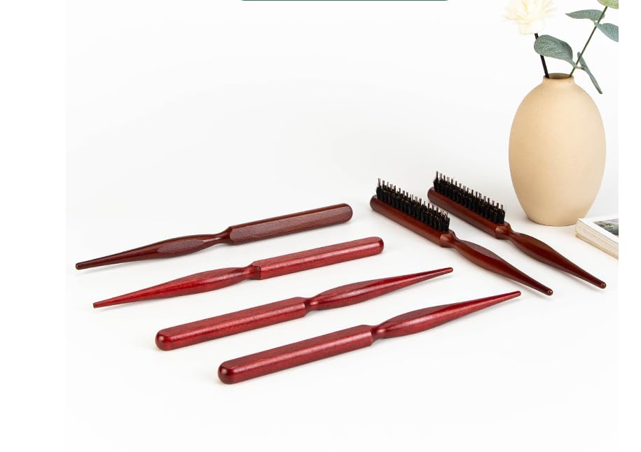 Pig bristle narrow-toothed comb Fluffy styling long handle comb Smooth hairstyle Men's beard combing brush For damaged and curly hair