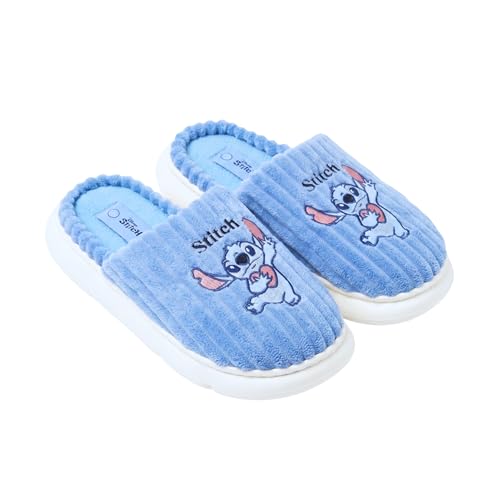 Disney Stitch Pantoufles pour Femmes, Pantoufles D'intérieur Filles Adolescents, Tailles EU 36 à 41 (Bleu, EU 40/41, Système Taille Chaussures EU, Adulte,...