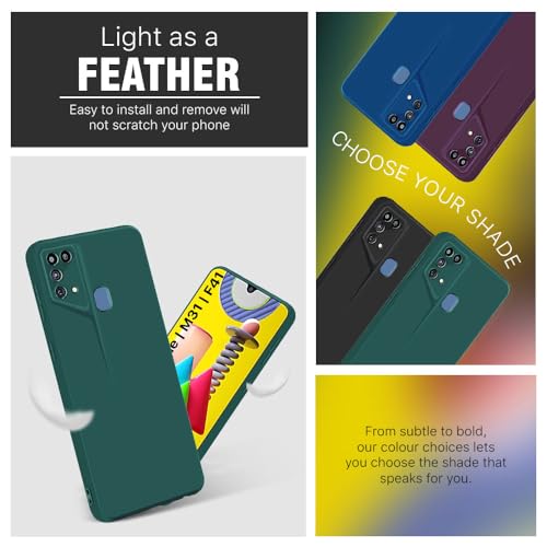 Image of WOW IMAGINE Slim Back Cover for Samsung Galaxy M31 Prime | M31 | F41 | Blade Series Ultra Thin Case with Lightweight Design | Camera Protection | Soft Matte Silicone Flexible Mobile Case - Green